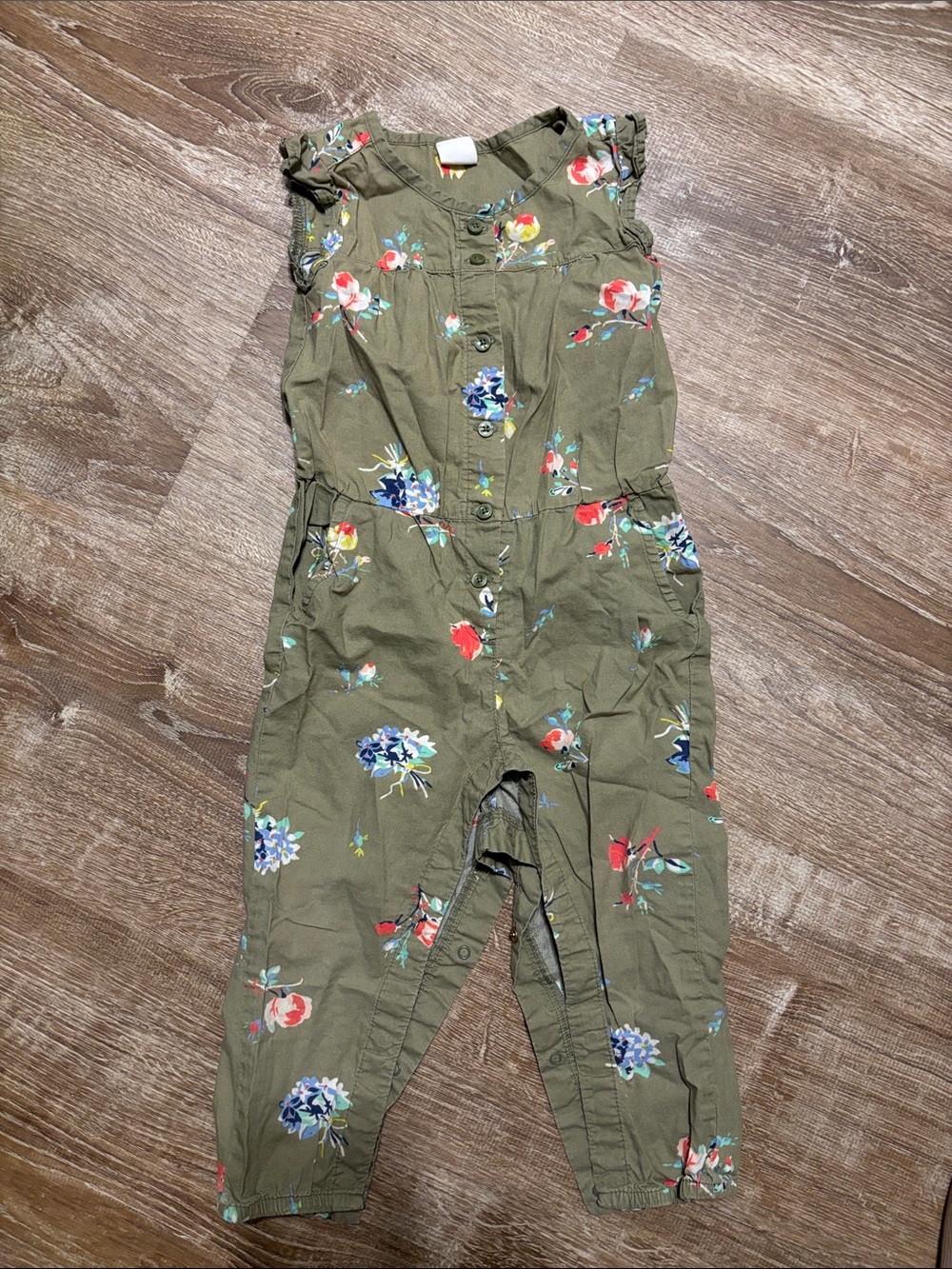 GAP Olive Floral One-Piece Romper
